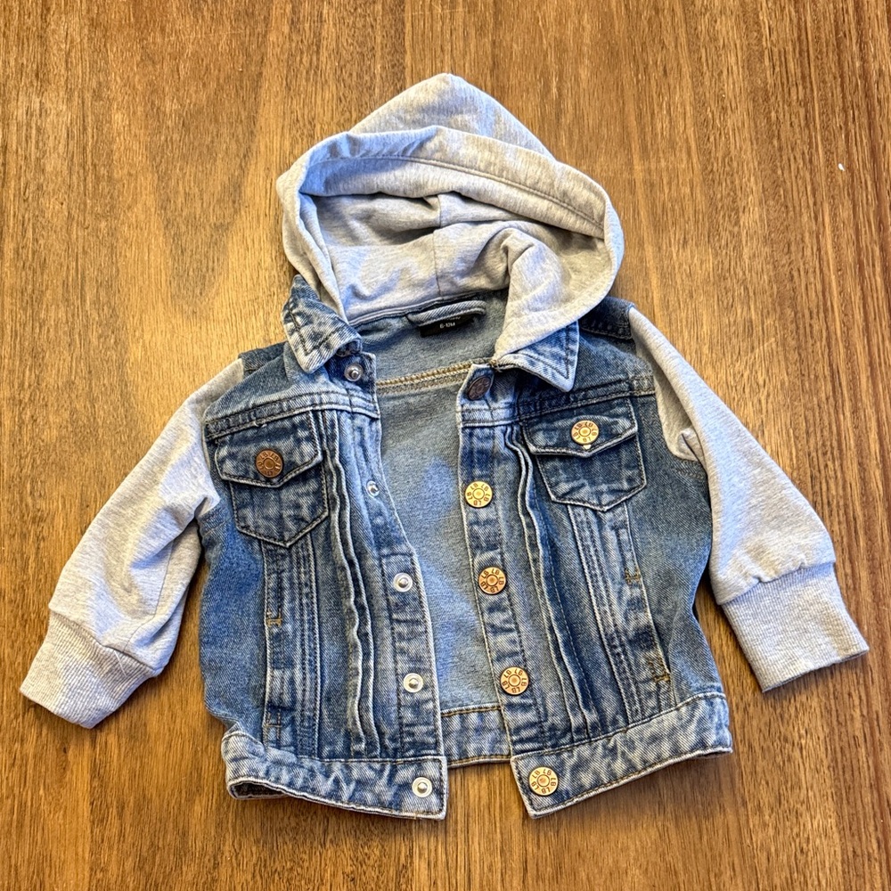 Little Bipsy Denim Jacket with Gray Hood